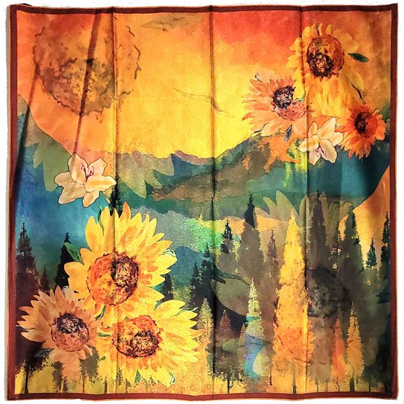 NWT Double Sided Silk Scarf 53"x53" Large Square Shawl Wrap SJJL 3244 - Picture 4 of 9